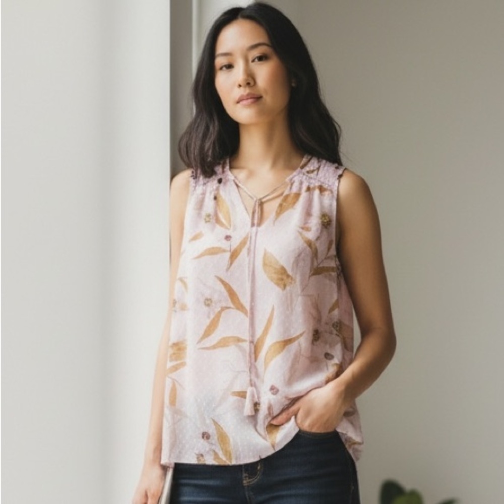 Ted Baker ‘JIYLENA’ Floral V-neck Sleeveless Top in Pink Cabana Women’s Size 0 - Picture 1 of 9